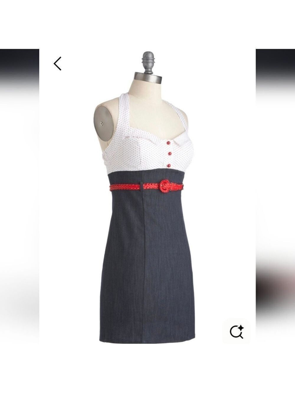 Modcloth White Navy Red Halter Sheath Dress